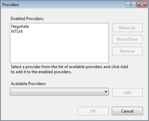 Providers window.